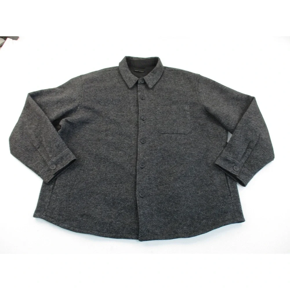 Banana Republic Shirt Jacket Mens XXL Gray Textured Button Front Utility Shacket